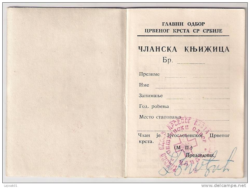 Yugoslavia Red Cross Croix Rouge Member Card From ~1966... - Historical Documents