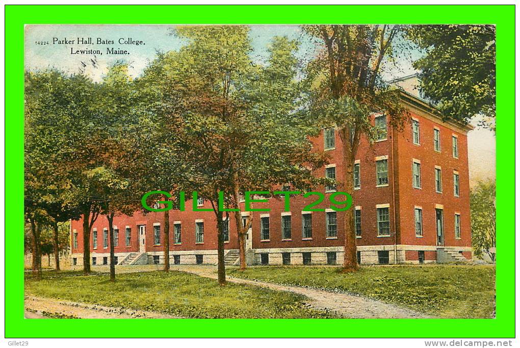 LEWISTON, MAINE - PARKER HALL, BATES COLLEGE - TRAVEL IN 1910 - - Lewiston