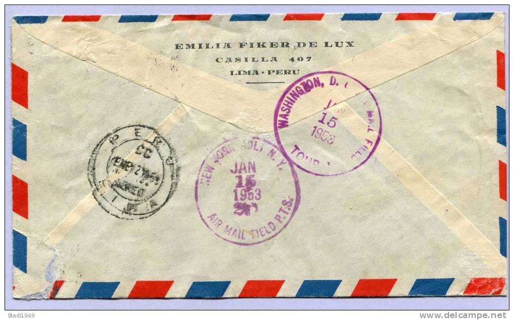 Air Mail Registered Letter LIMA PERU To PISEK Tschechoslovakia 1953 (147) - Peru