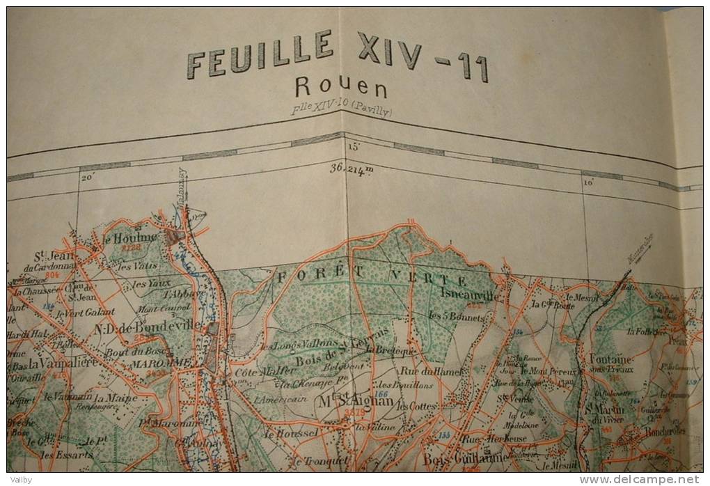 Carte Rouen Feuille XIV - 11 Tirage De 1895 - Mapas Topográficas