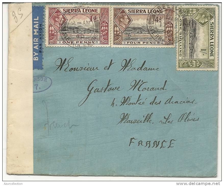 LETTRE AVEC CENSURE  POUR LA FRANCE - Sierra Leone (1961-...)