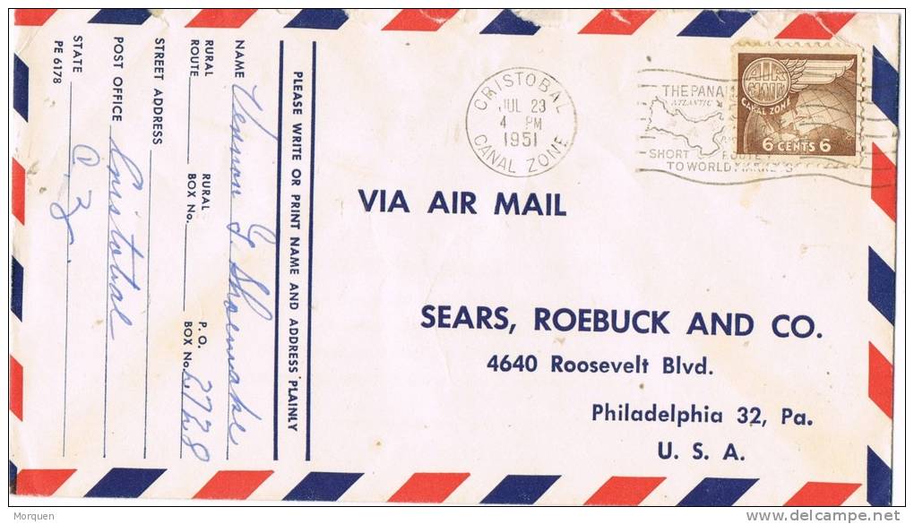 0670. Carta Aerea CRISTOBAL (Canal Zone) 1951. Panama Canal. Map - Canal Zone