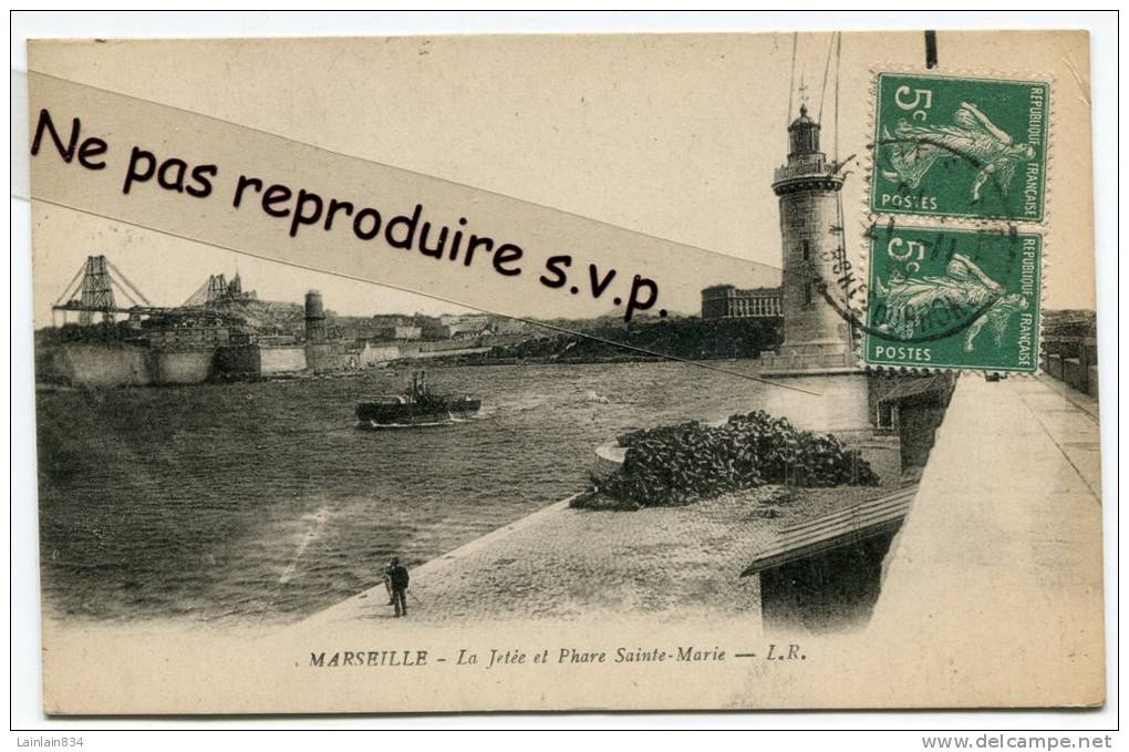 - 9 - Marseille - La Jetée Et Phare Sainte Marie, Pont Transbordeur, Vieux Port - Pharo,  écrite, TBE, Scans. - Vecchio Porto (Vieux-Port), Saint Victor, Le Panier