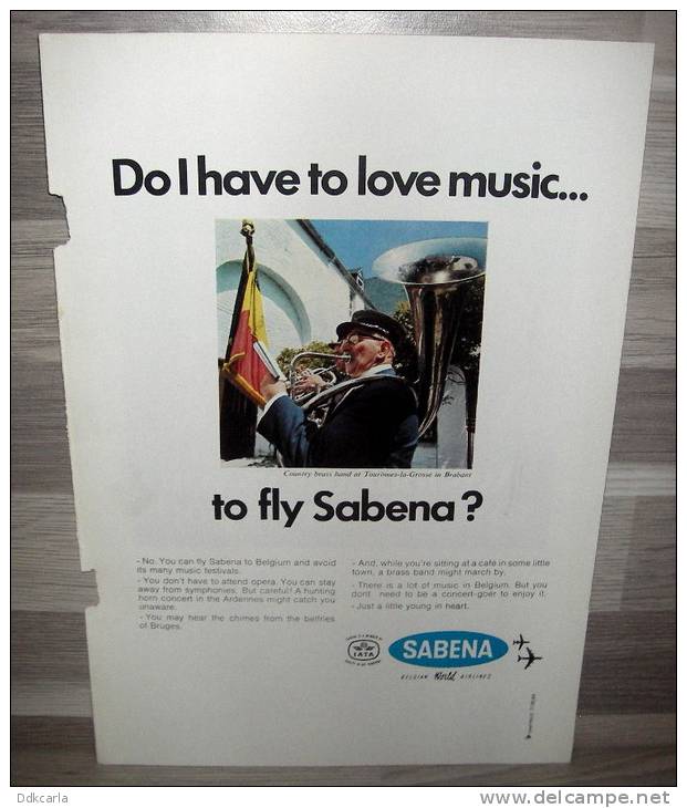Oude Reclame Advertentie 1969 - Sabena Belgian World Airlines - Aviation - Werbung
