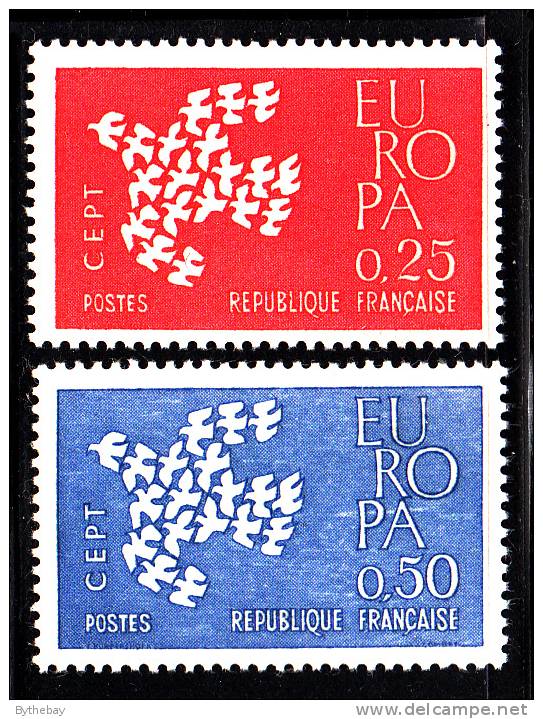 France MNH Scott #1005-1006 Set Of 2 Europa Doves Forming Larger Dove - Neufs