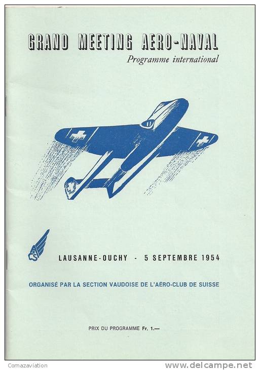 Lausanne-Ouchy - Aviation - Meeting Aéro-naval - 1954 - Rare - Autres & Non Classés