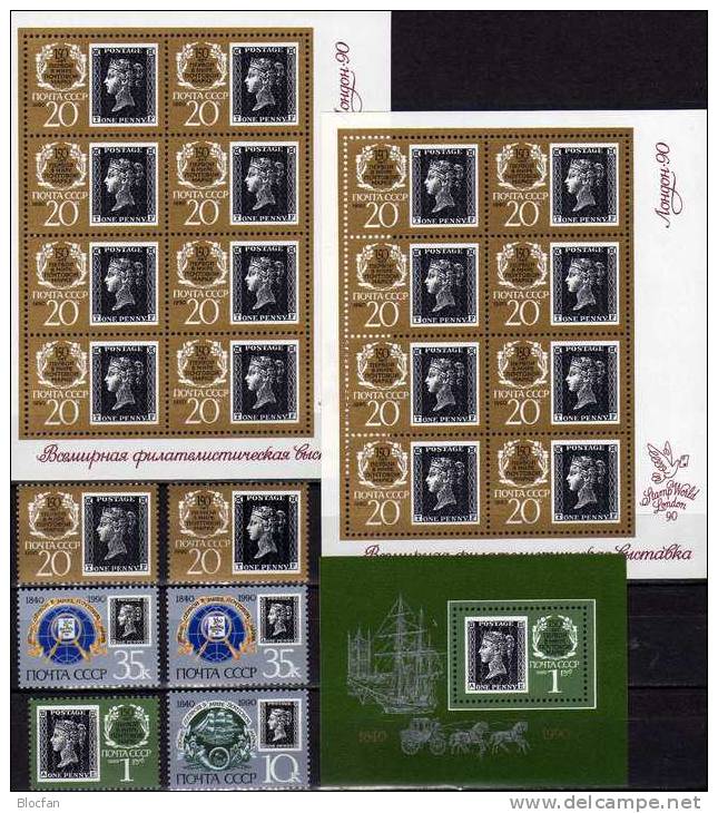 Black Penny 150 Years Stamps 1990 Sowjetunion 6066/9 I+II,KB I+II Plus Bl.212 ** 37€ Buchstabe T-F/T-P Sheets Bf USSR SU - Oddities On Stamps