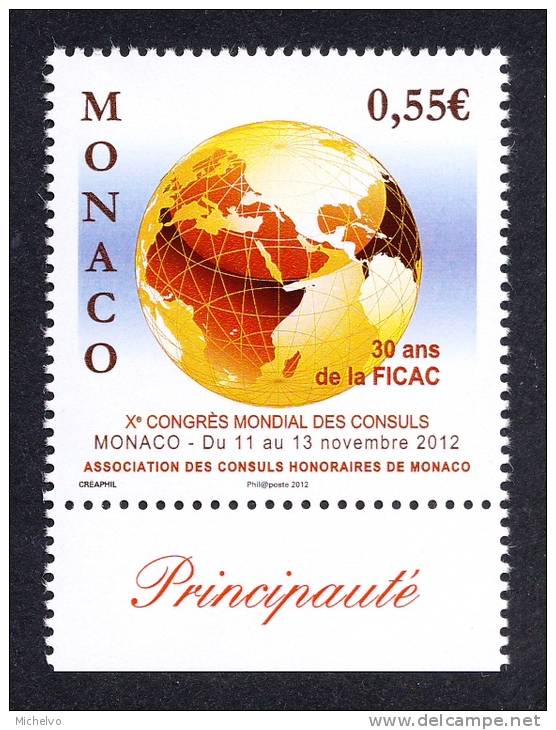 Monaco 2012 - Yv N° 2839 ** - Xe CONGRES MONDIAL DES CONSULS - Nuevos