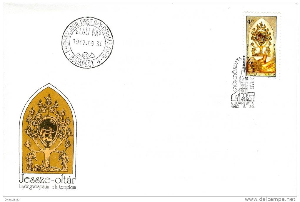 HUNGARY - 1987. FDC - Jesze Altar In 13th Century Church At Gyöngyöspata - FDC