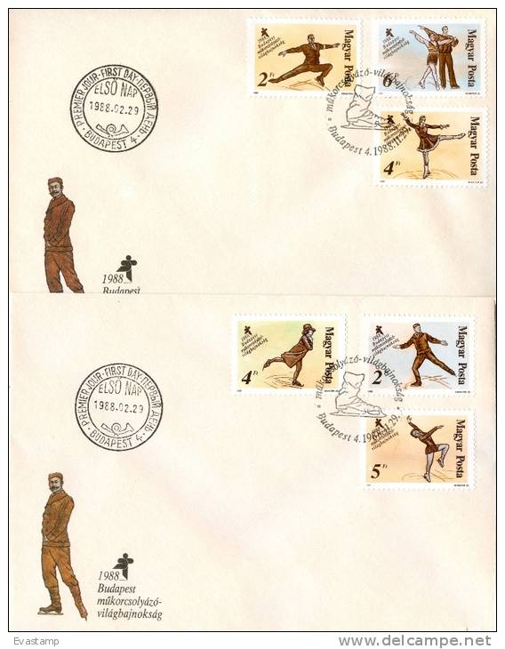 HUNGARY - 1988. FDC Set - World Figure Skating Championships,Budapest - FDC