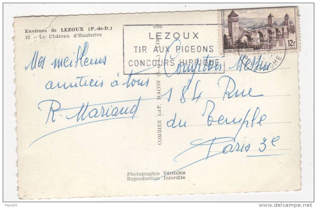 63 Environs De LEZOUX - Le Château D´Hauterive - Edition Combier N° 12 - Voyagé En 1955 - Lezoux