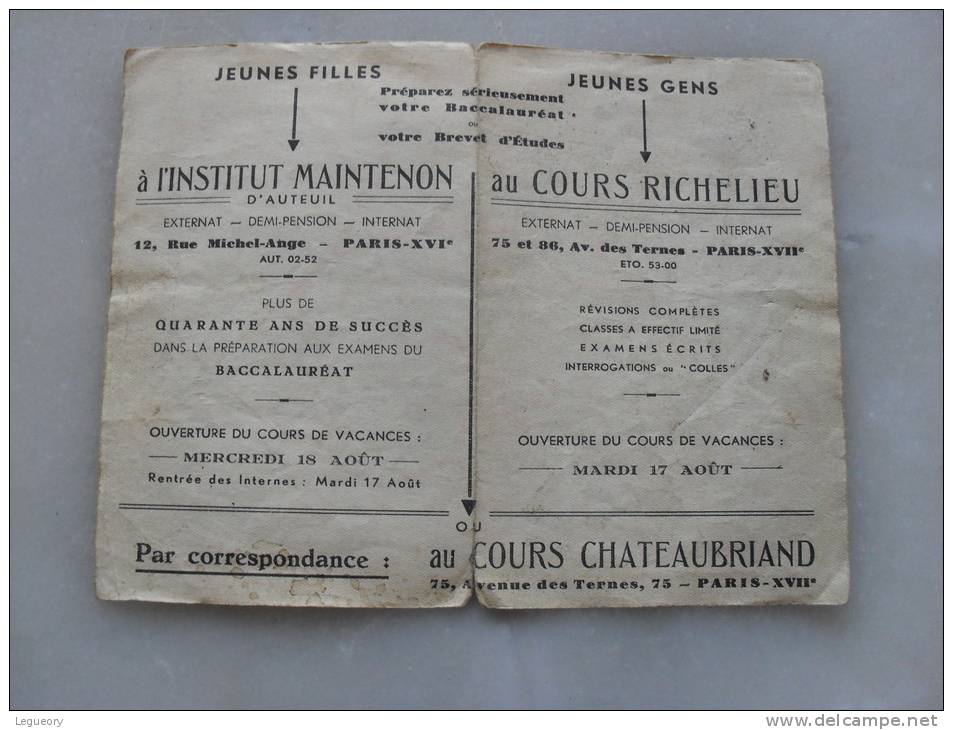 Pub Pour Baccalaureat Institut Maintenon Et Cours  Richelieu - 18 Ans Et Plus