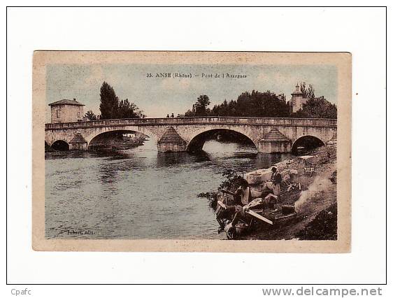 Carte 1930 ANCE / PONT DE L'AZERGUES (lavoir ? ,laveuses) - Anse