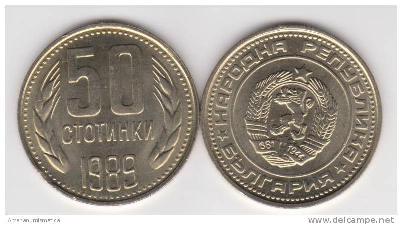 Bulgaria 50 Stotinki 1.989 Niquel-Latón KM#89 SC/UNC   T-DL-10.320 - Bulgaria