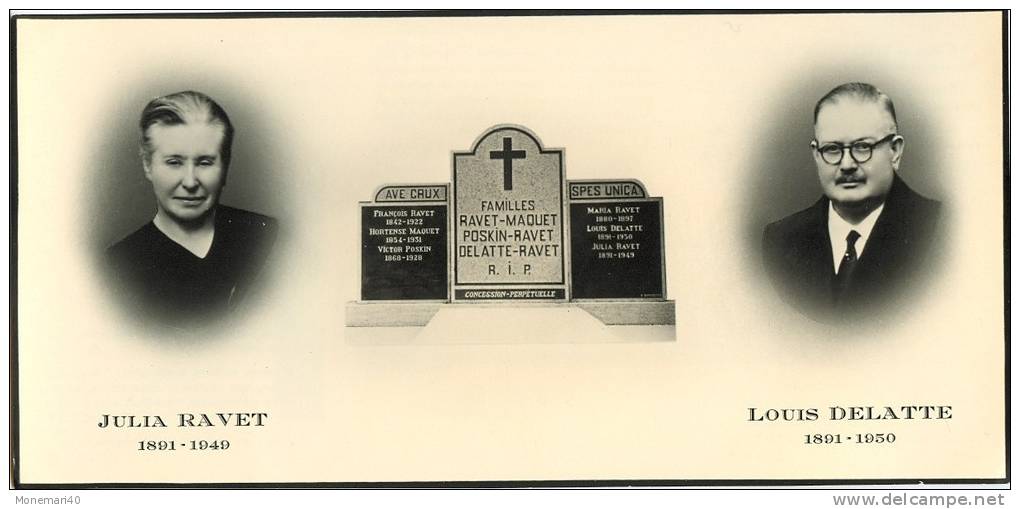 Souvenir Mortuaire - Julia RAVET (1891-1949) Et Louis DELATTE (1891-1950) - Images Religieuses