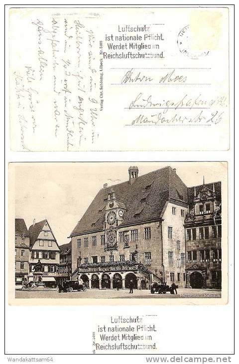 AK 5408 Heilbronn - Rathaus Briefmarke Entfernt Werbestempel Luftschutz Ist Nationale Pflicht. Werdet Mitglied Im Reichs - Heilbronn