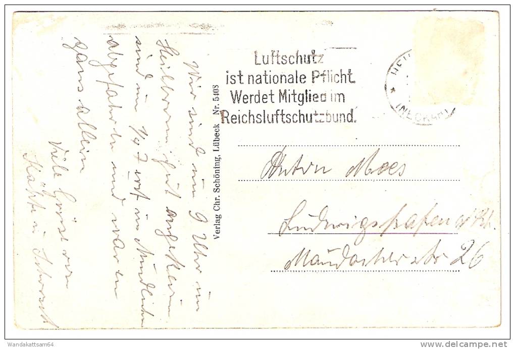 AK 5408 Heilbronn - Rathaus Briefmarke Entfernt Werbestempel Luftschutz Ist Nationale Pflicht. Werdet Mitglied Im Reichs - Heilbronn