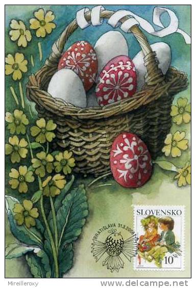 CARTE MAXIMUM SLOVENIE OEUF DECORE   PÂQUES ENFANT - Easter