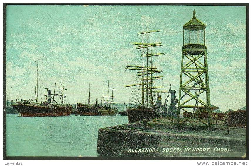 "Alexandra Docks, Newport (Mon)",   C1905.    (light-house, Ship) - Monmouthshire