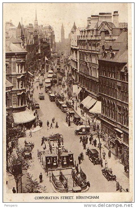 AK BIRMINGHAM CORPORATION STREET,AUTOMOBILE,TRANSPORT,PUBL.J.WILLOUGHBY,OLD POSTCARD 1936 - Birmingham