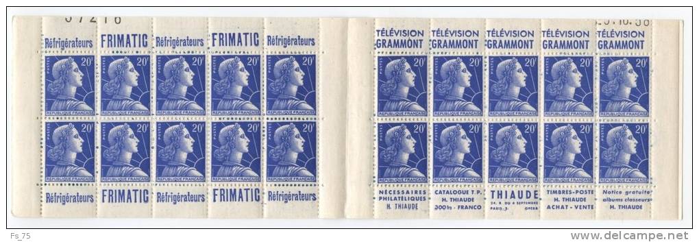 FRANCE CARNET N°1011B TYPE I MULLER 20F BLEU - C.14 - SERIE 16.58 - FRIMATIC/GRAMMONT/FRIMATIC/THIAUDE - Andere & Zonder Classificatie
