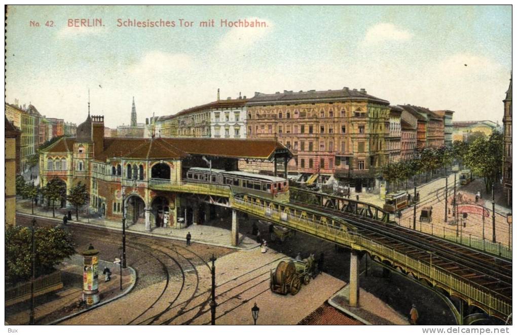 Berlin-Kreuzberg, Schlesisches Tor Mit Hochbahn Und Straßenbahn, Litfaßsäule - Kreuzberg