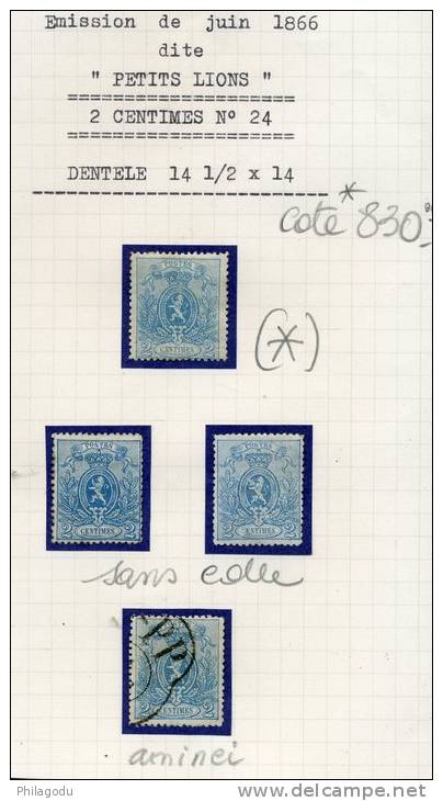 24  2c Bleu  Mini étude Dentelure 14 1/2x14  Cote 830 E  Majorité Neufs Sans Colle - 1866-1867 Petit Lion