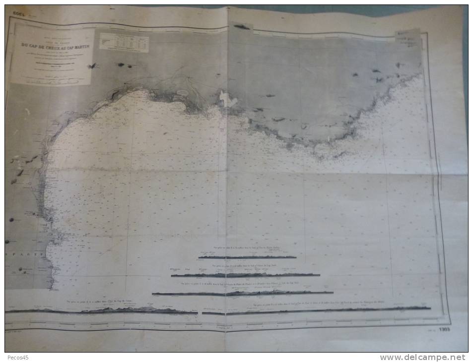 Carte Marine Du Cap Creux Au Cap Martin - Levée 1844/45 - Correction 1981. - Cartes Marines