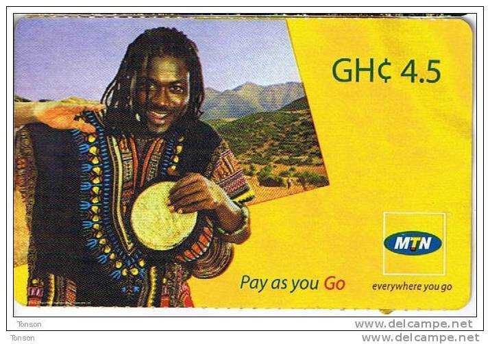 Ghana, MTN, GHc 4.5, Drummer, 2 Scans. - Ghana