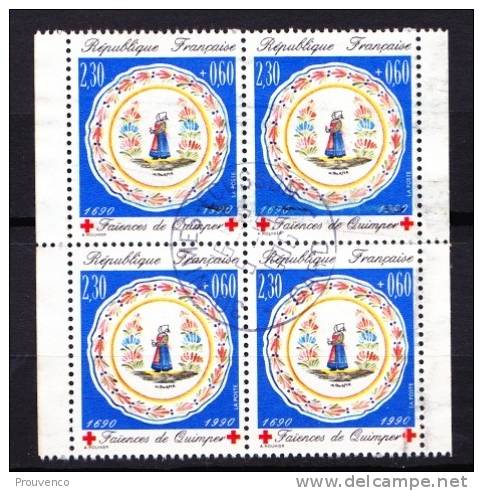 FRANCE 1990  YT 2646   BLOC  DE 4   CROIX ROUGE  / RED CROSS  TB - Gebraucht