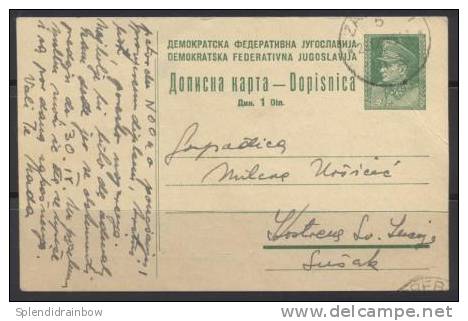 AK YUGOSLAVIA-postal Stationery - 1 D-1946. - Postwaardestukken