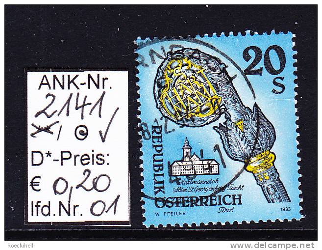 8.10.1993  -  Freim.-Erg.-Wert  "Stifte U. Klöster In Ö."  -  O  Gestempelt - Siehe Scan  (2141o 01-16) - Used Stamps