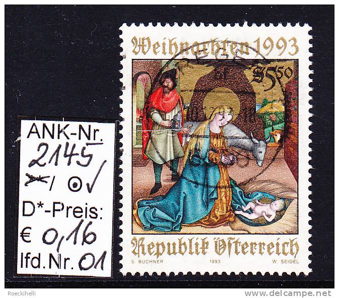 26.11.1993  -  SM  "Weihnachten 1993"  -  O  Gestempelt  -  Siehe Scan  (2145o 01-15) - Usati