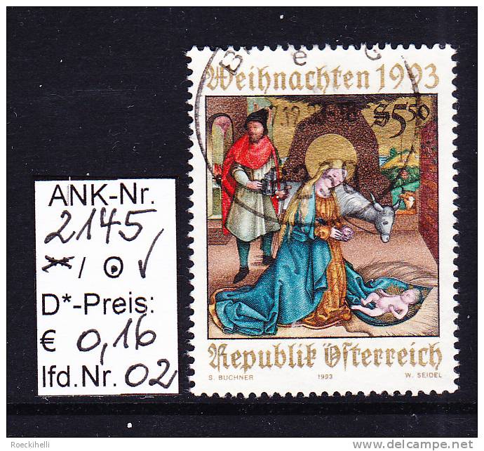 26.11.1993  -  SM  "Weihnachten 1993"  -  O  Gestempelt  -  Siehe Scan  (2145o 01-15) - Oblitérés