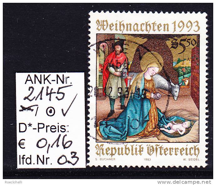 26.11.1993  -  SM  "Weihnachten 1993"  -  O  Gestempelt  -  Siehe Scan  (2145o 01-15) - Oblitérés