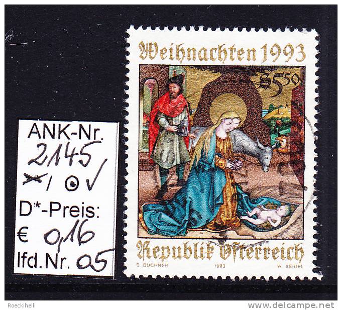 26.11.1993  -  SM  "Weihnachten 1993"  -  O  Gestempelt  -  Siehe Scan  (2145o 01-15) - Used Stamps