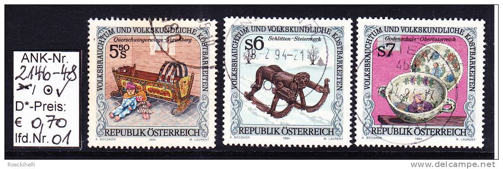 28.1.1994  -  SM-Satz Kpl. "Volksbrauchtum U. Volkskundl. Kostbarkeiten"  -  O  Gestempelt  -  Siehe Scan  (2146-48o) - Gebraucht