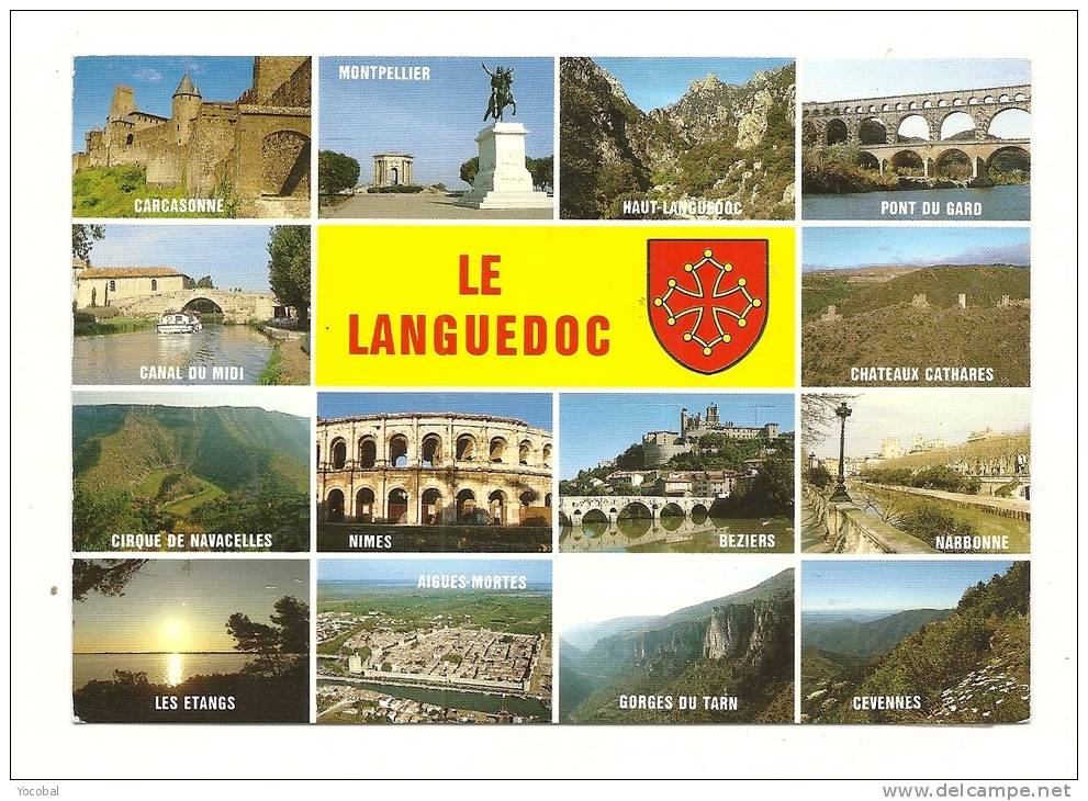 Cp, Languedoc Roussillon, Le Languedoc, Multi-Vues, Voyagée 1989 - Languedoc-Roussillon
