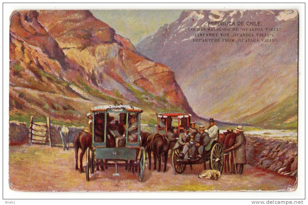 AMERICA CHILE DEPARTURE FROM "GUARDIA VIEJA" SERIE 404 Nr. 18 OLD POSTCARD - Chile