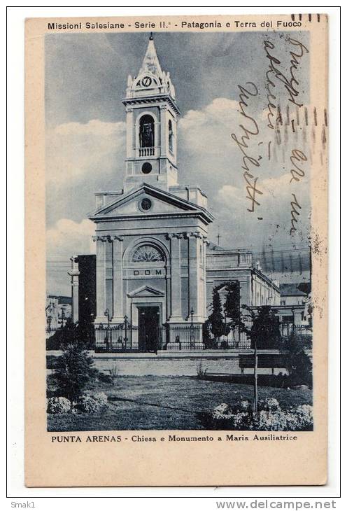 AMERICA CHILE PUNTA ARENAS CHURCH AND MONUMENT TO MARIA AUSILIATRICE OLD POSTCARD - Chile