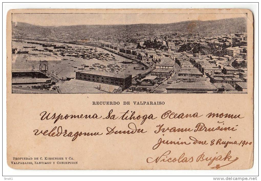 AMERICA CHILE VAPARAISO REMEMBERING VAPARAISO C. KIRSINGER & CA. OLD POSTCARD - Chile