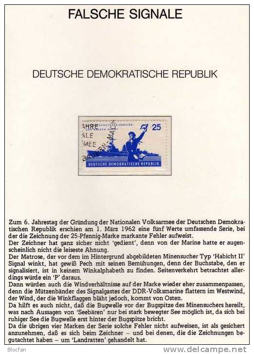 6 Jahre Volksarmee 1962 Waffengattungen DDR 876/0 ** Plus SBl.879 SST 14€ Matrose Mit Signal-Flaggen Flag Set Of Germany - Lettres & Documents