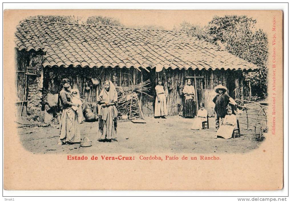 AMERICA MEXICO STATE OF VERA-CRUZ CORDOBA YARD OF A RANCH EDIT RUBLAND AND AHLSCHIER OLD POSTCARD - Mexico