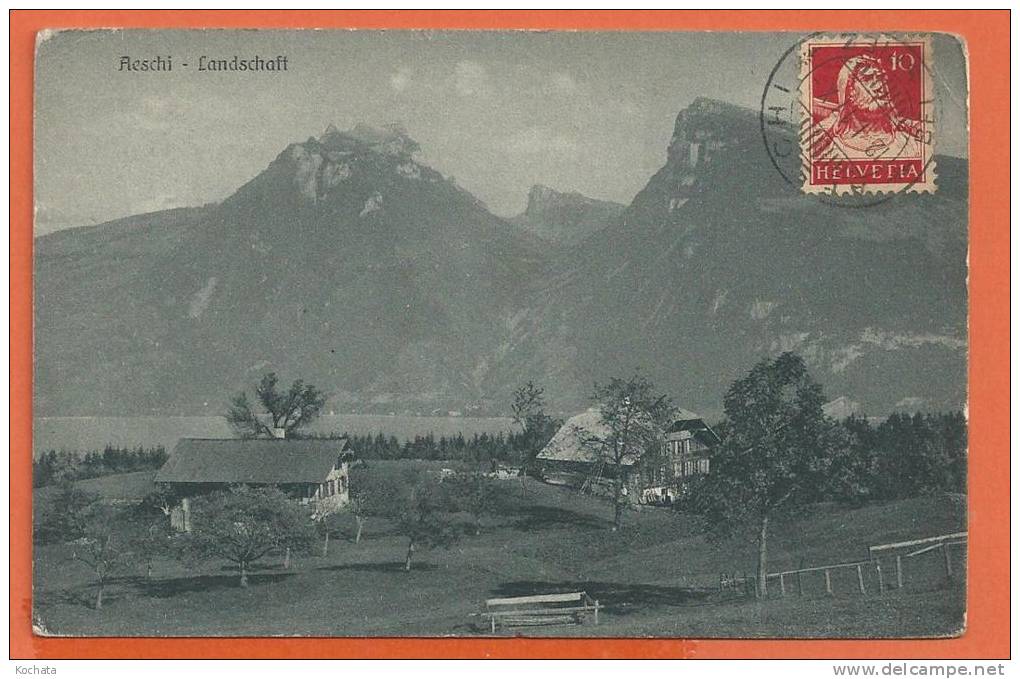 Q457, Aeschi Bei Spiez, Landschaft,  Circulée 1917 - Aeschi Bei Spiez