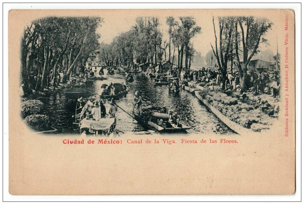 AMERICA MEXICO MEXICO CITY BEAM CANAL FLOWER FESTIVAL EDIT RUHLAND AND AHLISCHIER OLD POSTCARD - Mexico