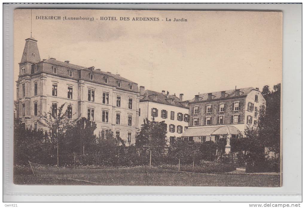 L 9200 DIEKIRCH, Hotel Des Ardennes, Le Jardin, Kl.Klebereste Auf Der Rückseite - Diekirch