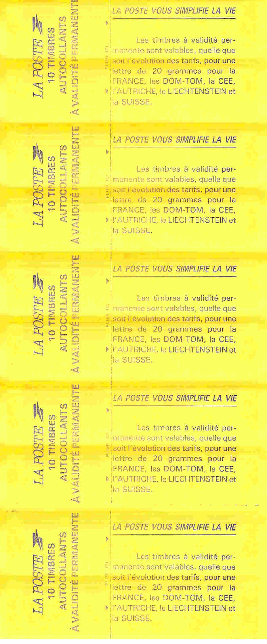 Bande De 5 Carnets Fictifs Marianne De Briat Pour Tester Les Distributeurs Sagem Daté 24/5/94 - Ficticios