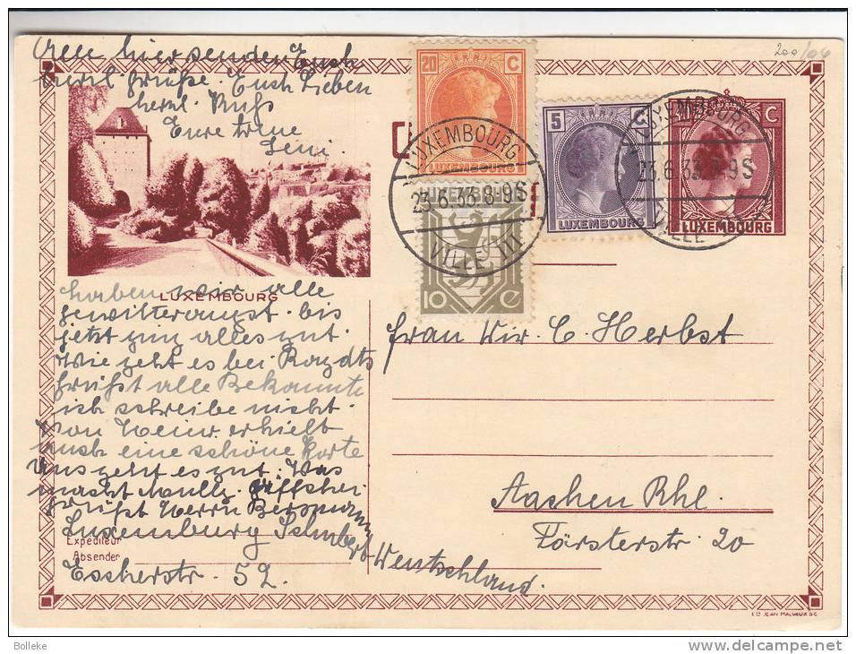 Luxembourg - Carte Postale Illustrée De 1933 - Charlotte Profil à Droite - Lettres & Documents