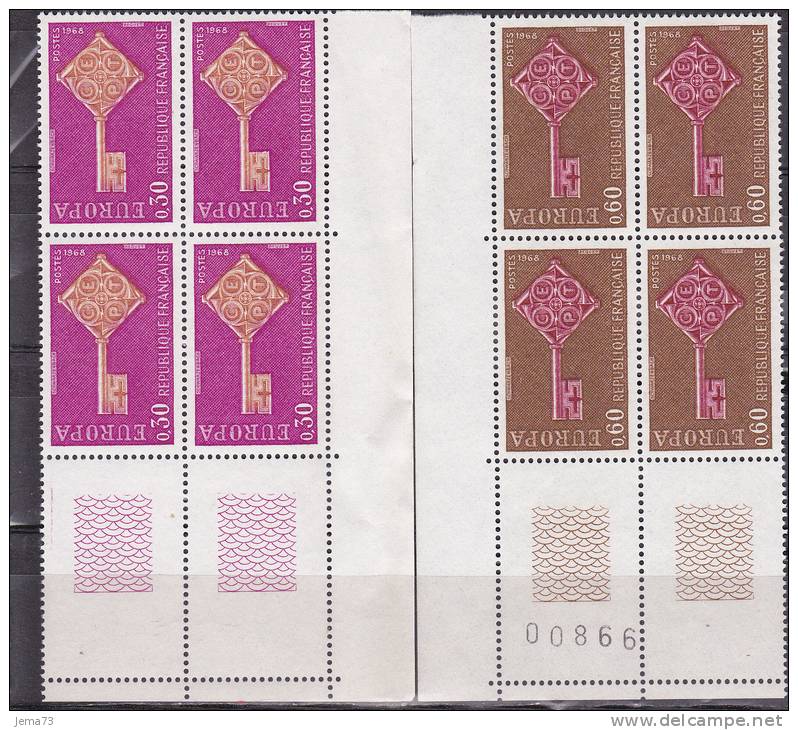 N° 1556 Et 1557 Bloc De 4 Timbres EUROPA 1968 - Neufs