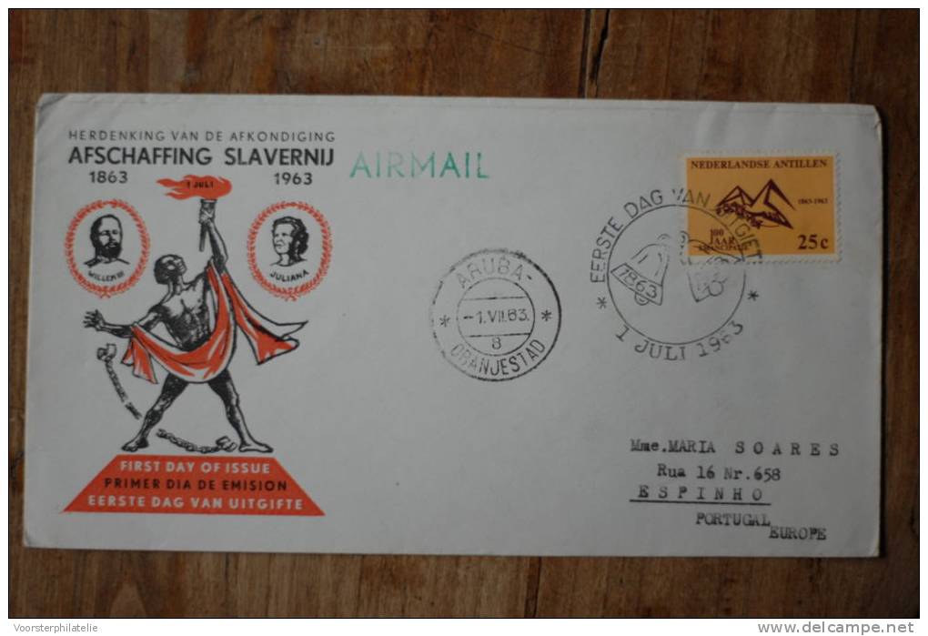 I-4  FDC 1863-1963   AFSCHAFFING SLAVERNIJ - Curaçao, Antilles Neérlandaises, Aruba